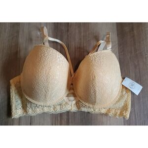 Cato Fashion Plus Lingerie 42C Yellow Orange Lace Covered Bra Underwire